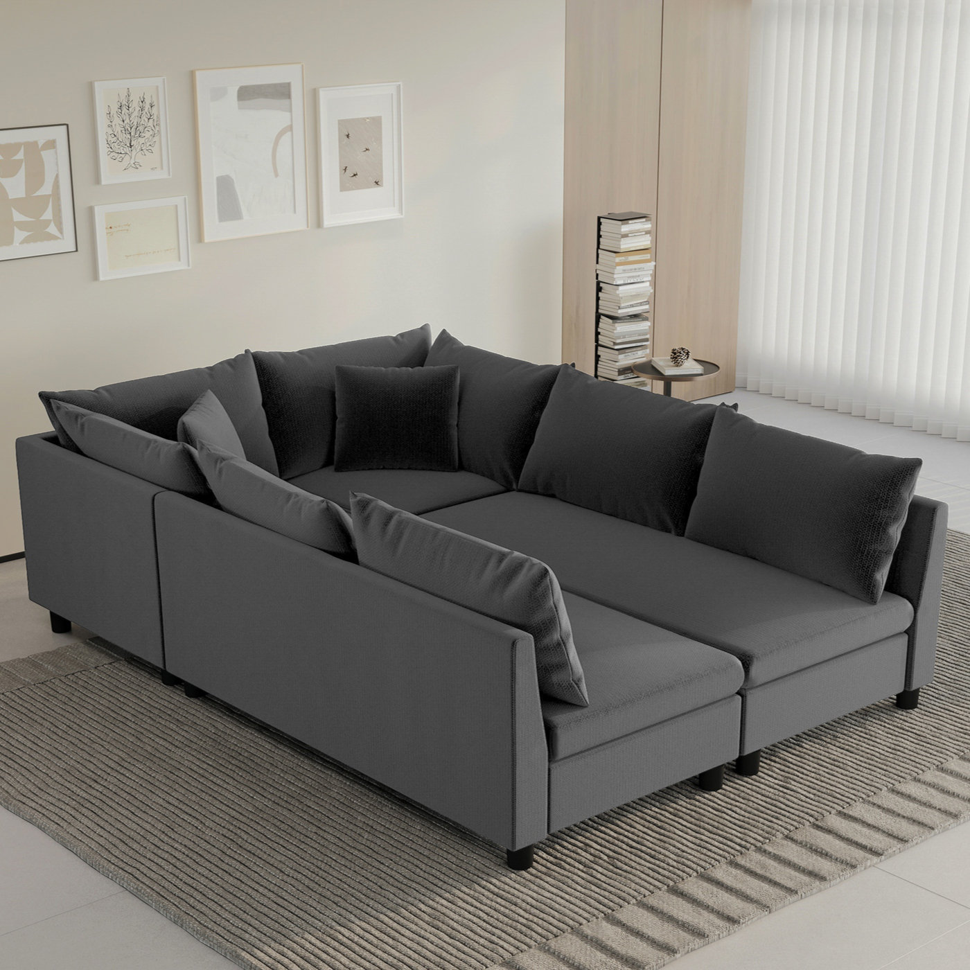 Corrigan Studio® [Video]86*60'' Modular Sectional Sofa Bed,Chenille ...